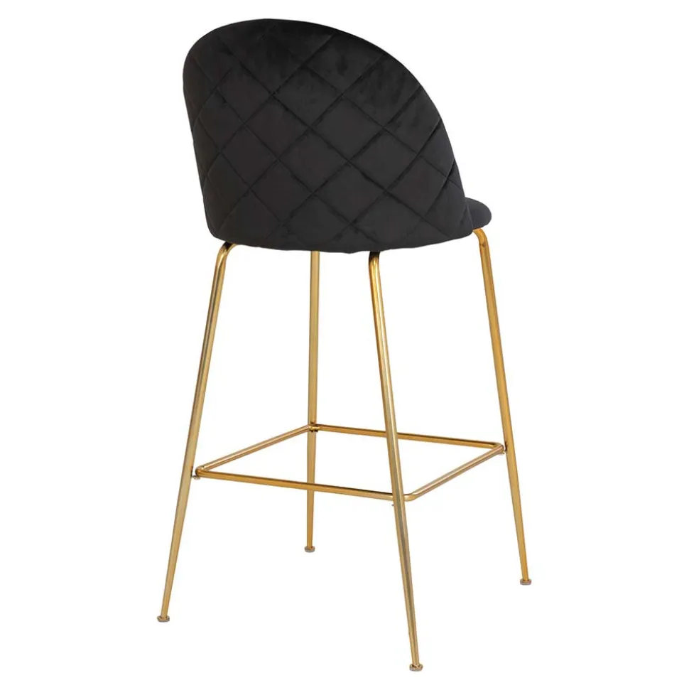 Retro Design Barstühle in Schwarz & Messing - Venjus (2er Set)