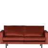 Retro Design 2er Couch in Rotbraun Samt - Enzing