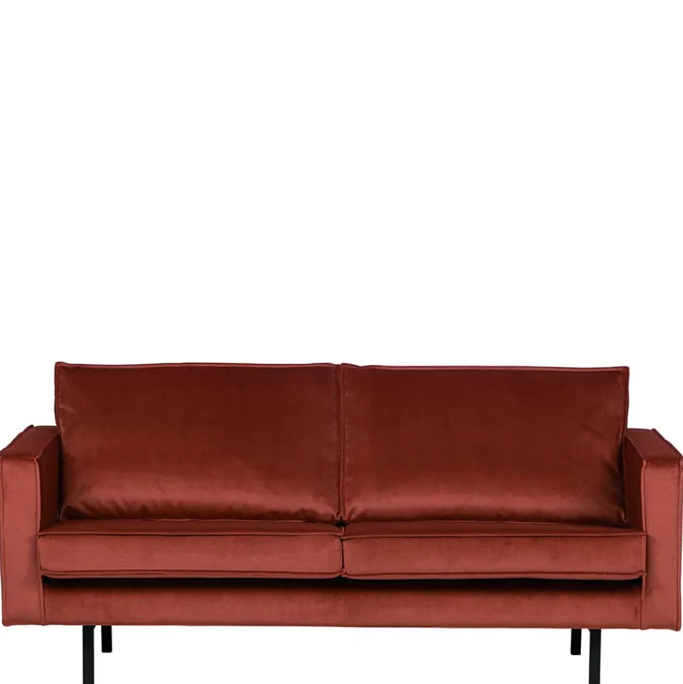 Retro Design 2er Couch in Rotbraun Samt - Enzing