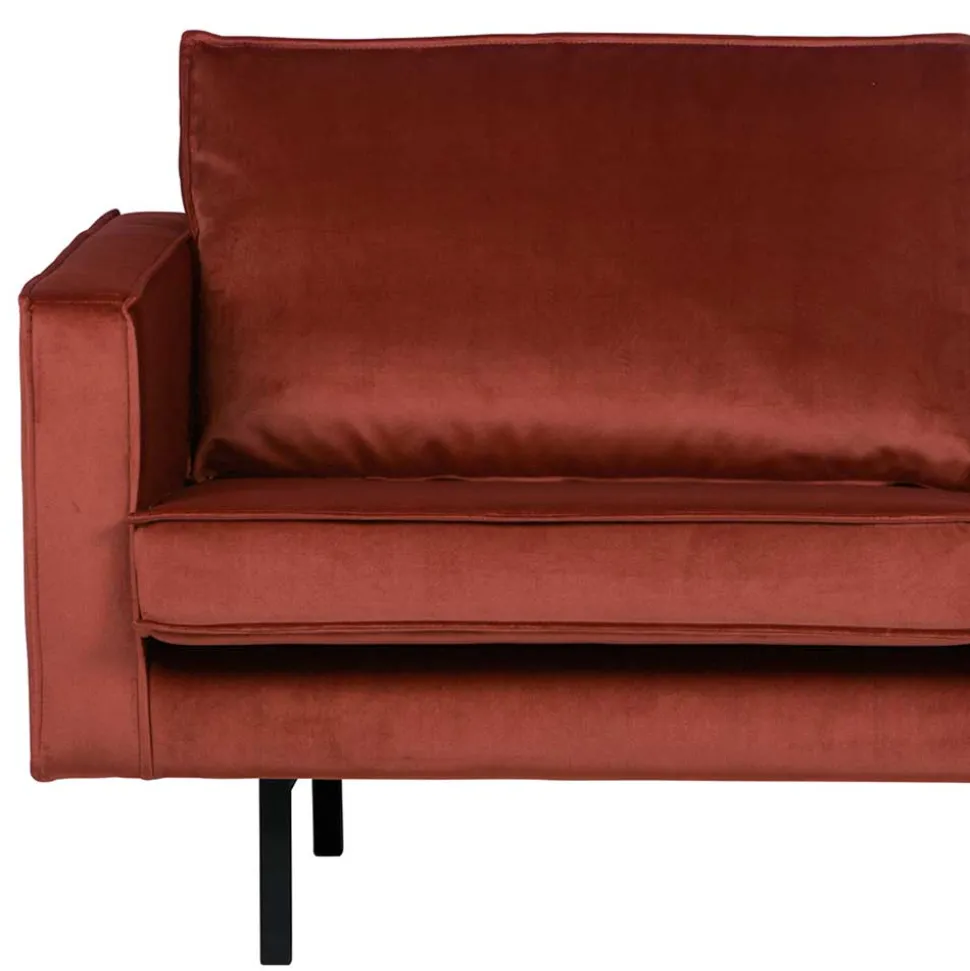 Retro Design 2er Couch in Rotbraun Samt - Enzing