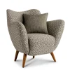Retro Designsessel in Beige und Braun gemustert - Regiovs