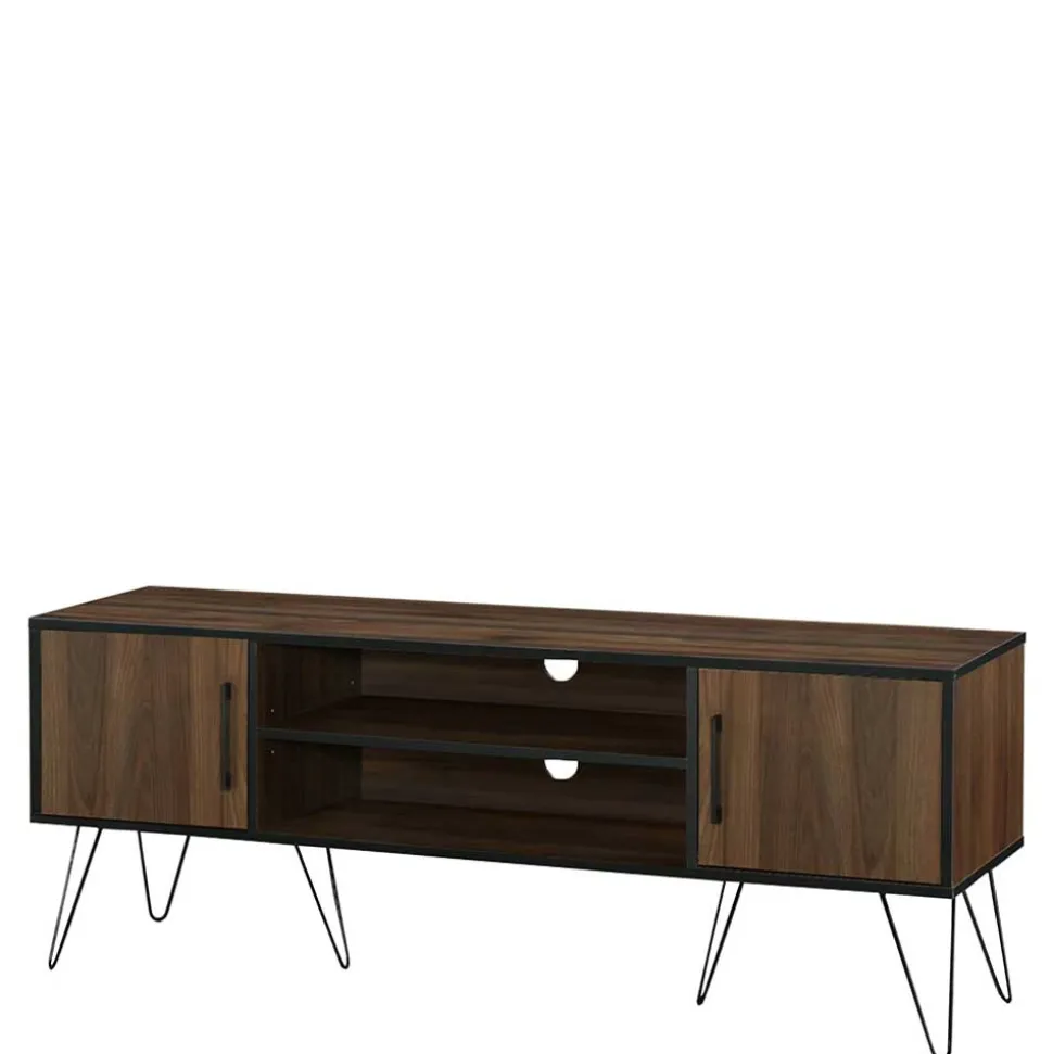 Retro Design-TV-Lowboard in Holzoptik Braun - Hamidy