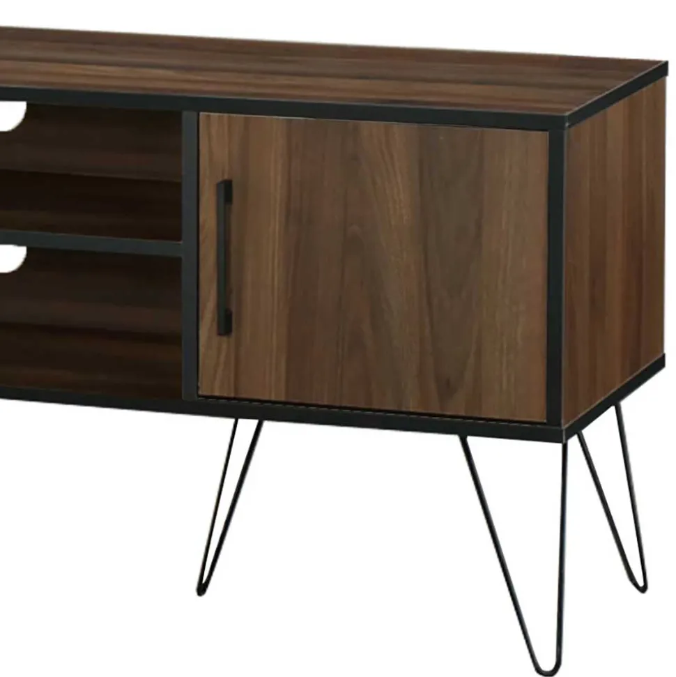Retro Design-TV-Lowboard in Holzoptik Braun - Hamidy