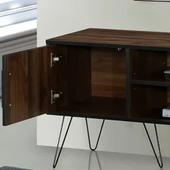 Retro Design-TV-Lowboard in Holzoptik Braun - Hamidy
