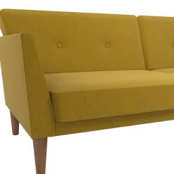 Retro Klappcouch in Senfgelb und Natur - Fiby