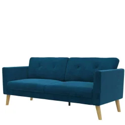 Retro Look Samtsofa in Blau - Vletko