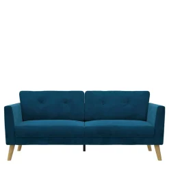 Retro Look Samtsofa in Blau - Vletko