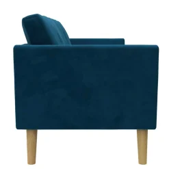 Retro Look Samtsofa in Blau - Vletko