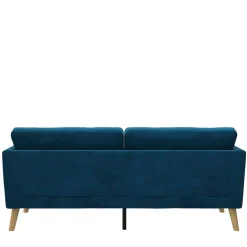 Retro Look Samtsofa in Blau - Vletko