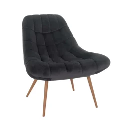 Retro Loungsstuhl in Dunkelgrau Samt - Corners
