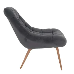 Retro Loungsstuhl in Dunkelgrau Samt - Corners