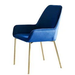 Retro Samtstühle in Blau & Gold - Angora (2er Set)