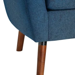 Retro Sessel in Blau und Walnuss Braun - Enlina