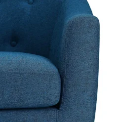 Retro Sessel in Blau und Walnuss Braun - Enlina