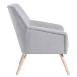 Retro Sessel in Silbergrau Velours - Desaros