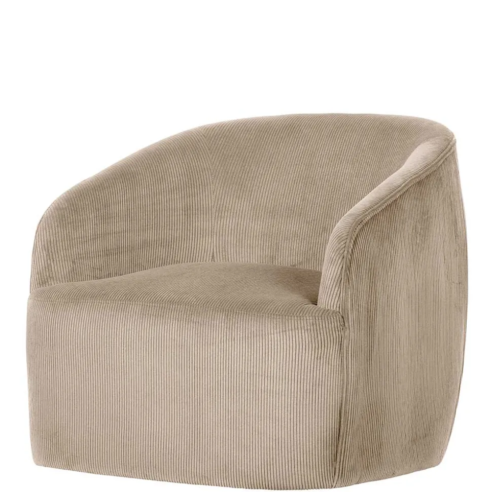 Retro Style Cord Sessel in Beige - Evilla