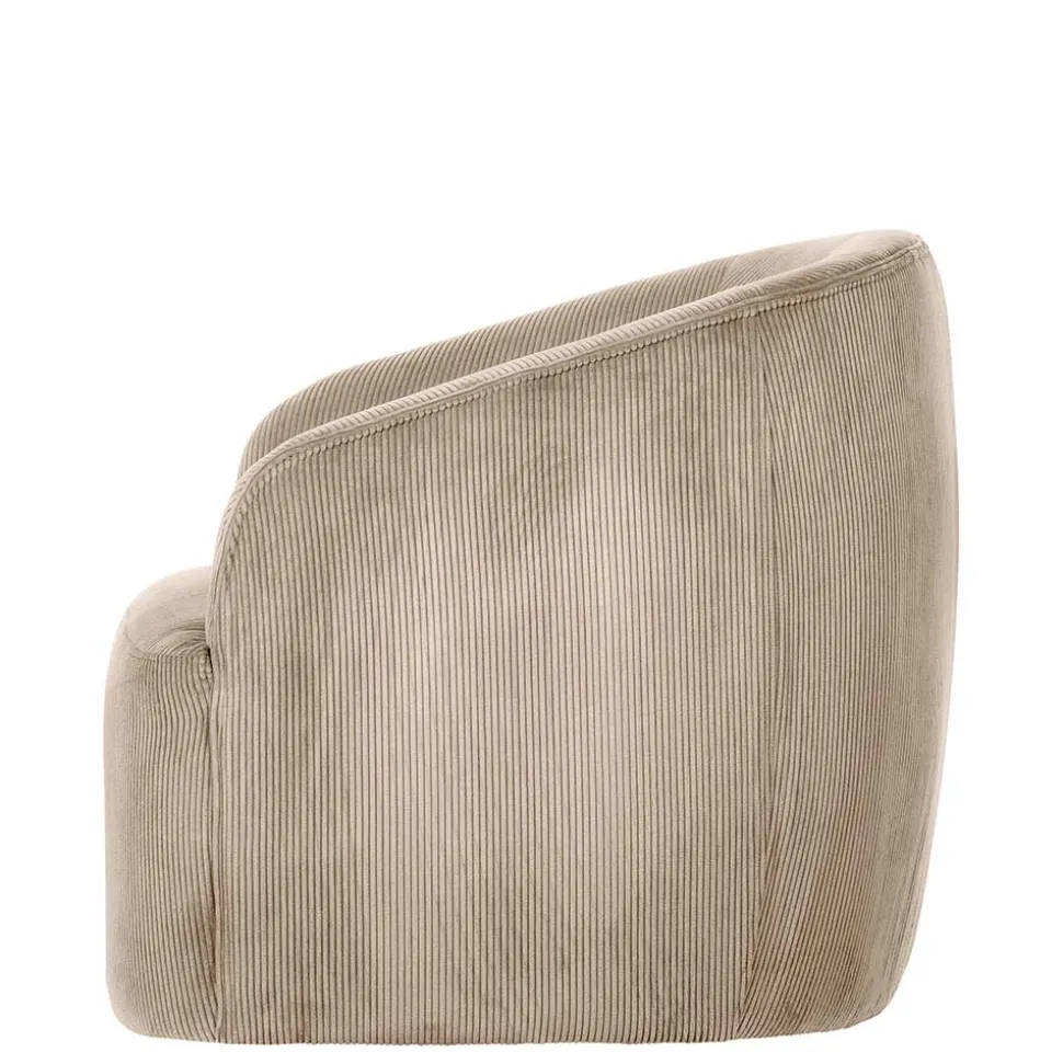 Retro Style Cord Sessel in Beige - Evilla