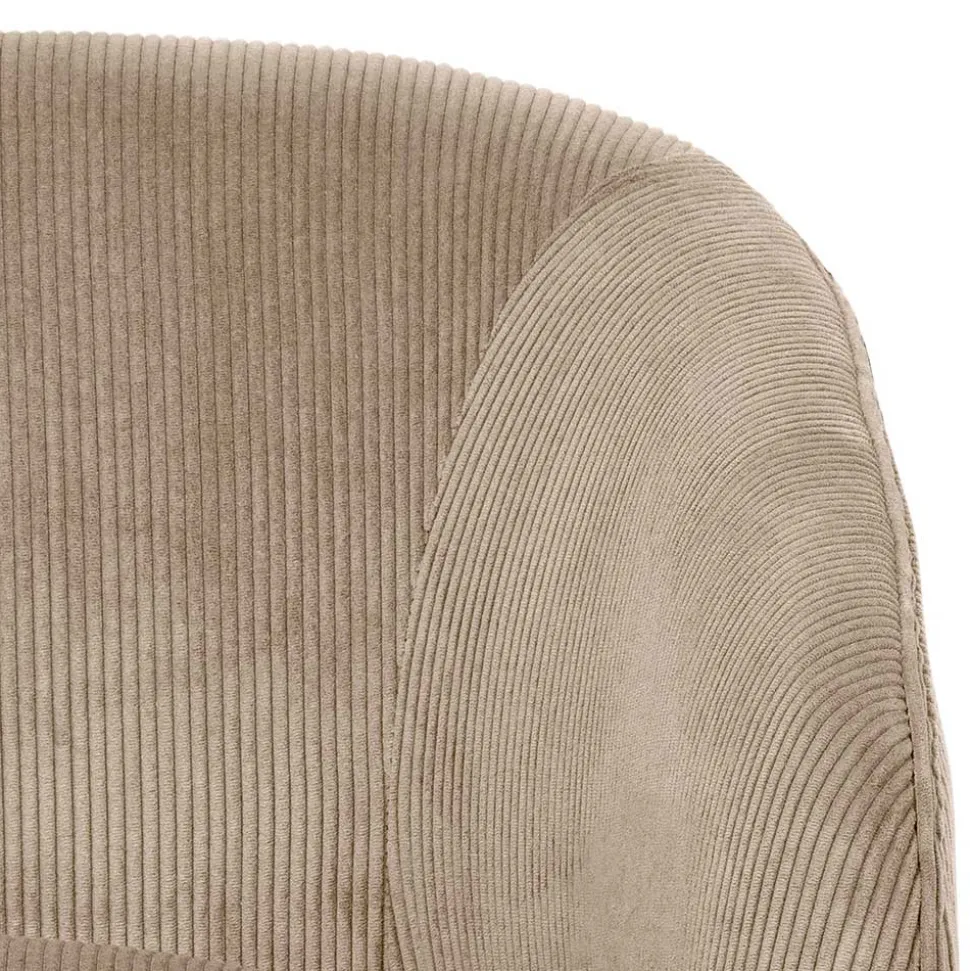 Retro Style Cord Sessel in Beige - Evilla