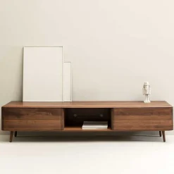 Retro TV Element aus Nussbaum Massivholz - Rivossa