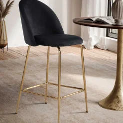 Retrostyle Barstuhl in Schwarz und Gold - Chiosma (2er Set)