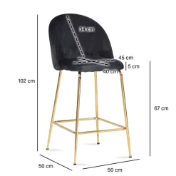 Retrostyle Barstuhl in Schwarz und Gold - Chiosma (2er Set)