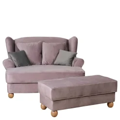 Rosa Komfortsessel mit Fußhocker - Garcia