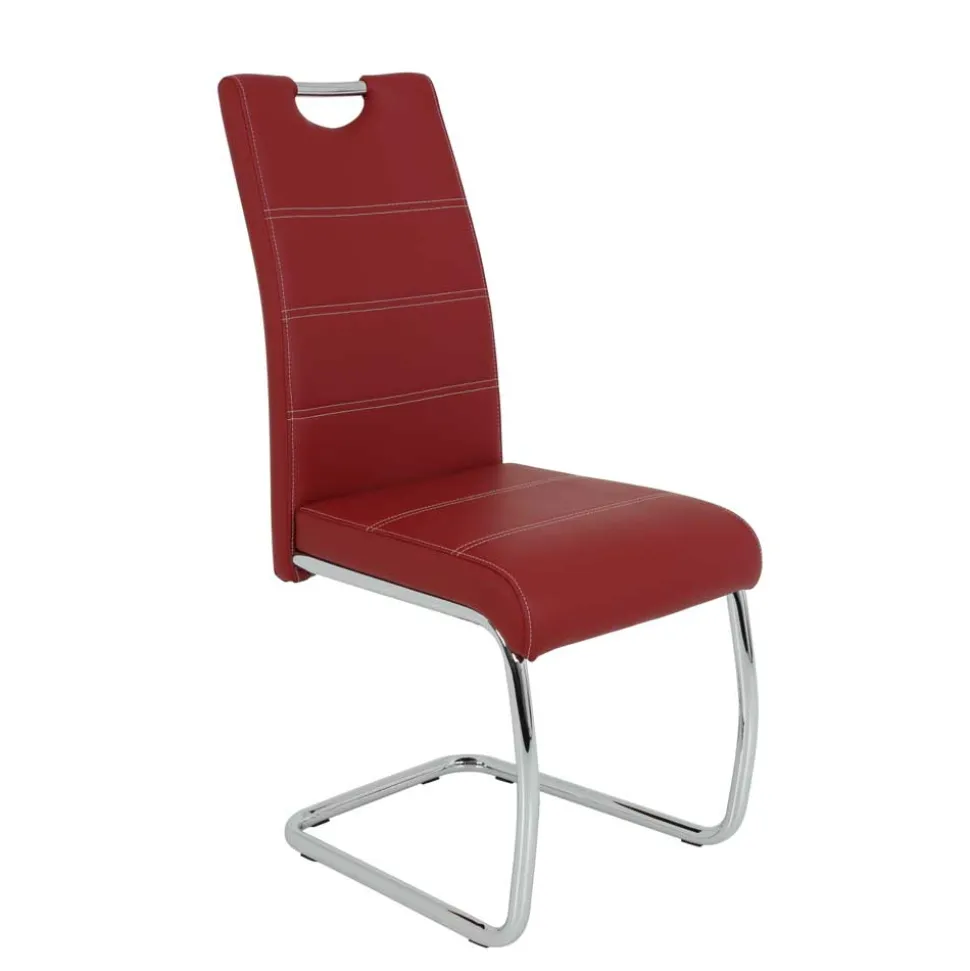 Rote Stühle mit Kunstlederbezug - Karina (Set)