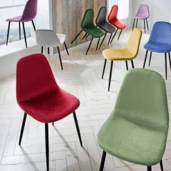 Roter Schalenstuhl mit Samtbezug - Yetarra (4er Set)