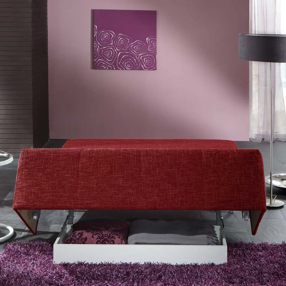 Rotes Sofa mit Schlaffunktion & Bettkasten - Atan