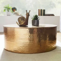 Runder Alu Couchtisch in Goldfarben - Cosima