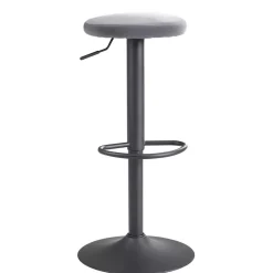 Runder Barhocker mit Samtsitz Grau - Claudie
