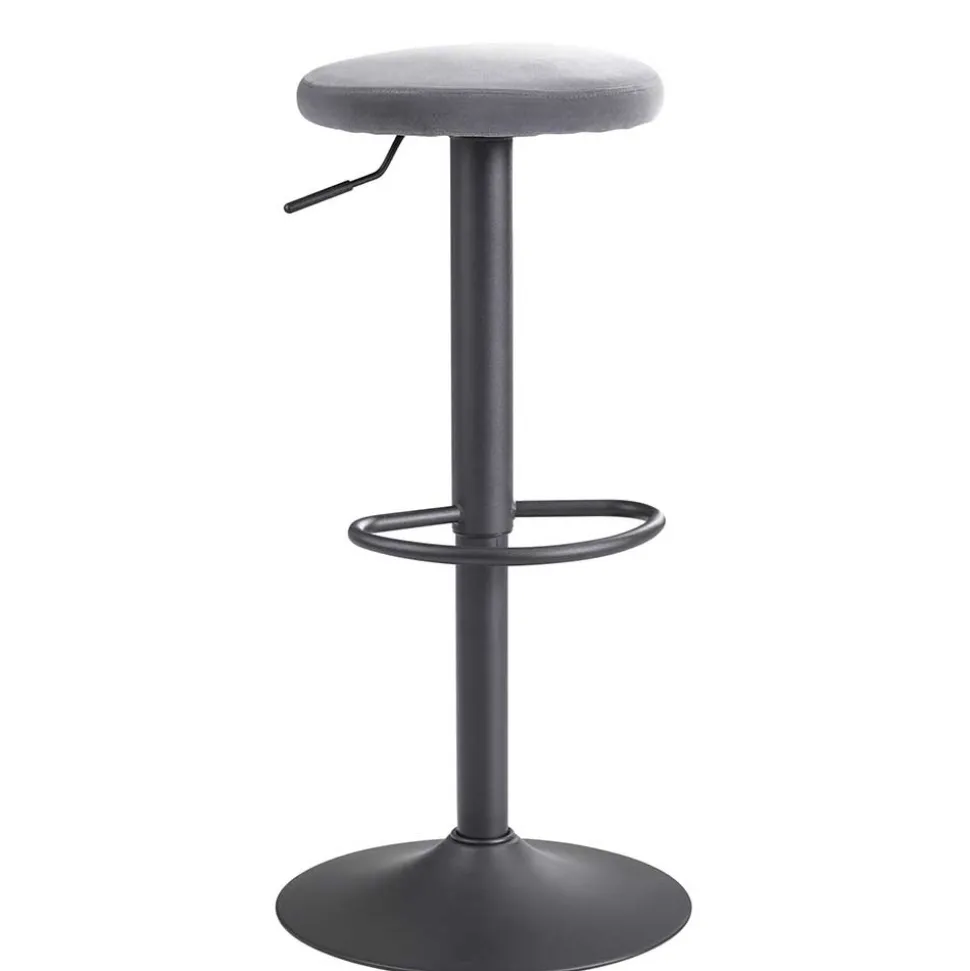 Runder Barhocker mit Samtsitz Grau - Claudie