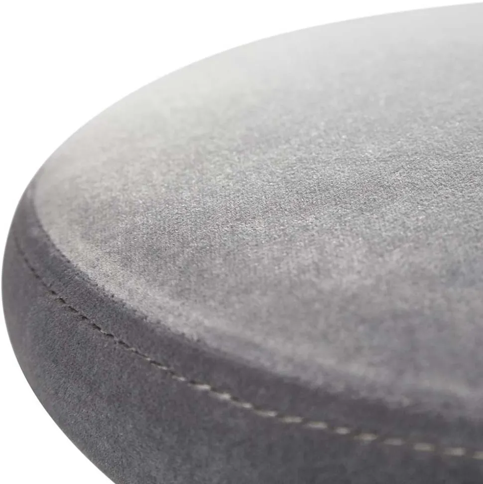 Runder Barhocker mit Samtsitz Grau - Claudie