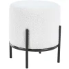 Runder Design Hocker in Weiß Boucle - Pyra