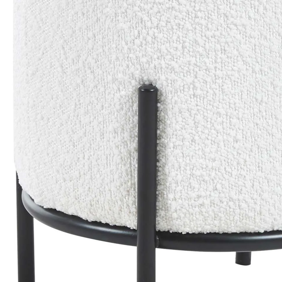 Runder Design Hocker in Weiß Boucle - Pyra