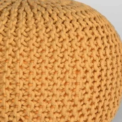 Runder Hocker aus Strickstoff in Gelb Ocker - Karontac