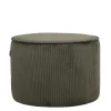 Runder Hocker Pouf aus Cord in Oliv Grün - Brisbane