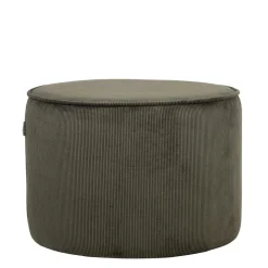 Runder Hocker Pouf aus Cord in Oliv Grün - Brisbane