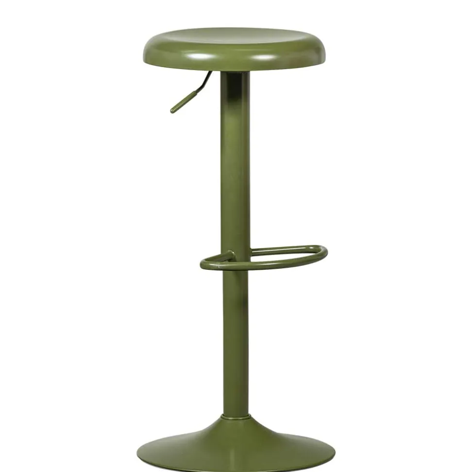 Runder Metall-Barhocker in Grün - höhenverstellbar - Giolia