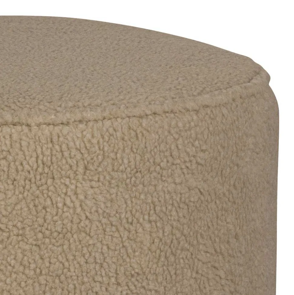 Runder Plüsch Hocker in Beige - Belpasso