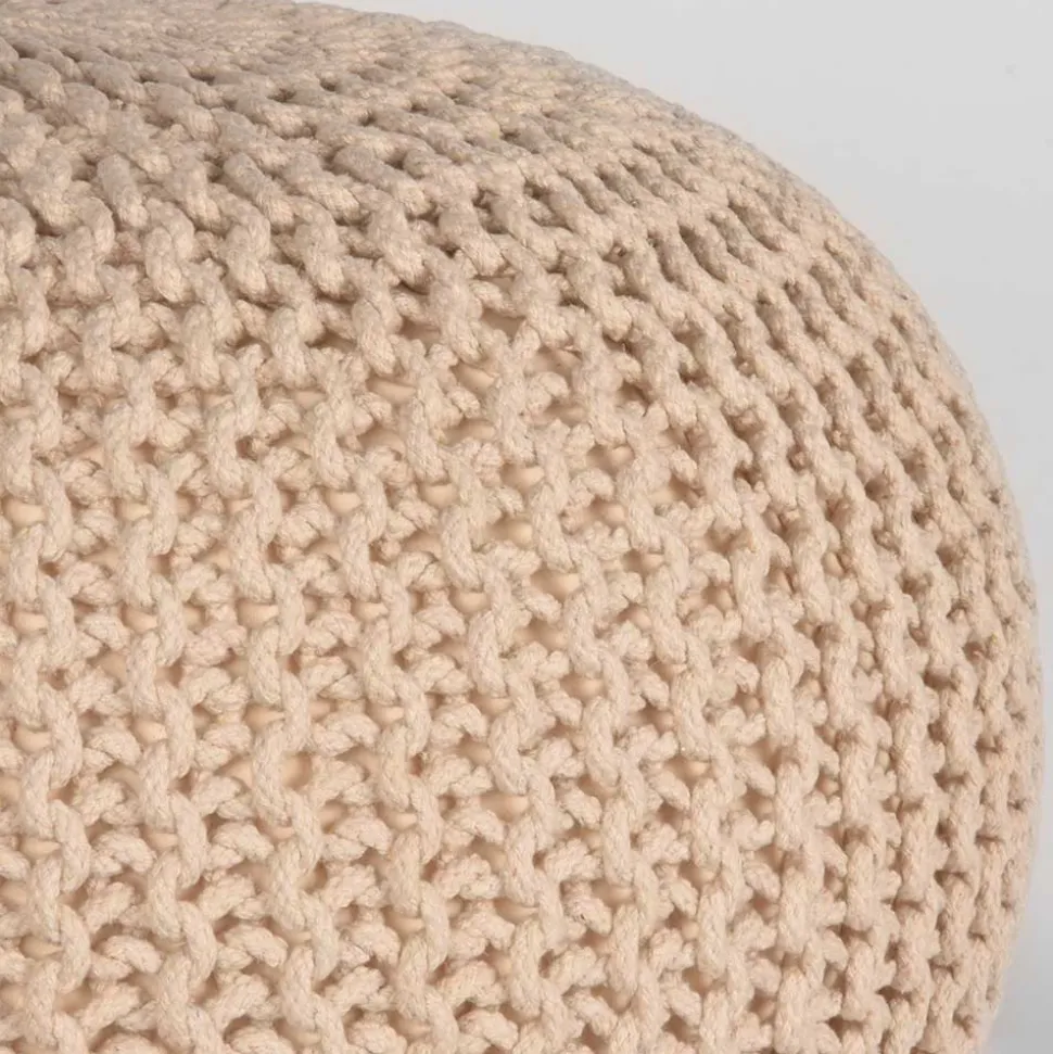 Runder Polsterhocker aus Strickstoff - Filouras
