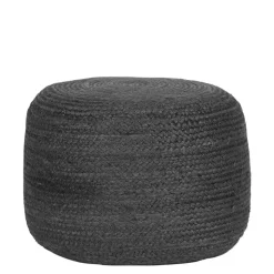 Runder Pouf aus Jute Geflecht in Anthrazit - Triumph