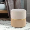 Runder Samthocker in Creme & Beige & Gold - Charlie