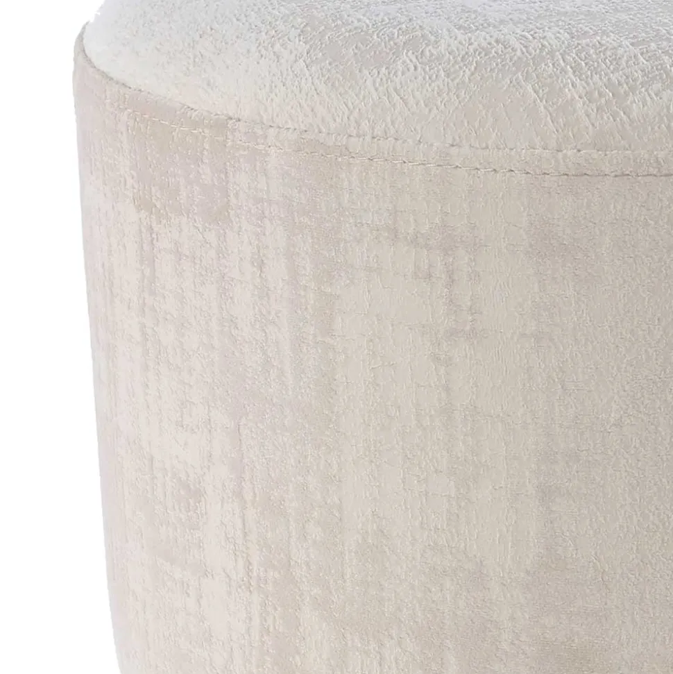 Runder Samthocker in Creme & Beige & Gold - Charlie