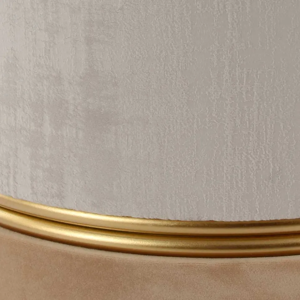 Runder Samthocker in Creme & Beige & Gold - Charlie