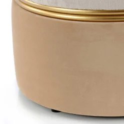 Runder Samthocker in Creme & Beige & Gold - Charlie