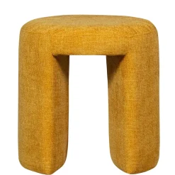 Runder Sitzhocker in Gelb Chenillebezug - Lourettes (2er Set)