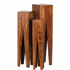 Rustikale Holz Blumensäule Set Pisinon aus Sheesham (dreiteilig)
