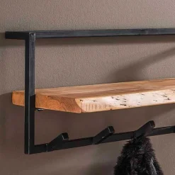 Rustikale Wandgarderobe aus Stahl in Grau - Bash