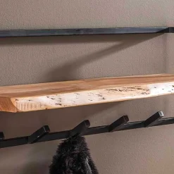 Rustikale Wandgarderobe aus Stahl in Grau - Bash